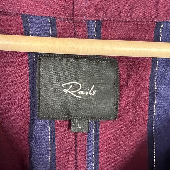 Rails Sloane Blouse Janeiro Stripe Front Tie Flowy Top Size L Purple Gold Stripe - Picture 8 of 10